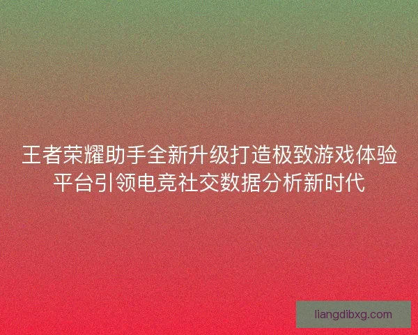王者荣耀助手全新升级打造极致游戏体验平台引领电竞社交数据分析新时代