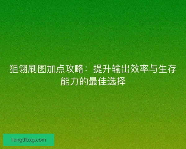 狙翎刷图加点攻略：提升输出效率与生存能力的最佳选择
