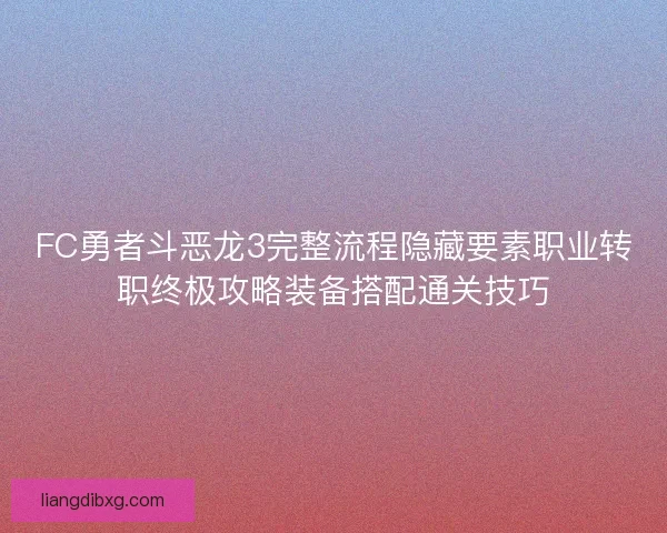 FC勇者斗恶龙3完整流程隐藏要素职业转职终极攻略装备搭配通关技巧
