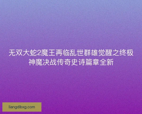 无双大蛇2魔王再临乱世群雄觉醒之终极神魔决战传奇史诗篇章全新