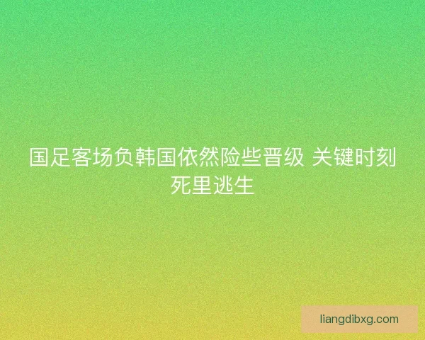 国足客场负韩国依然险些晋级 关键时刻死里逃生